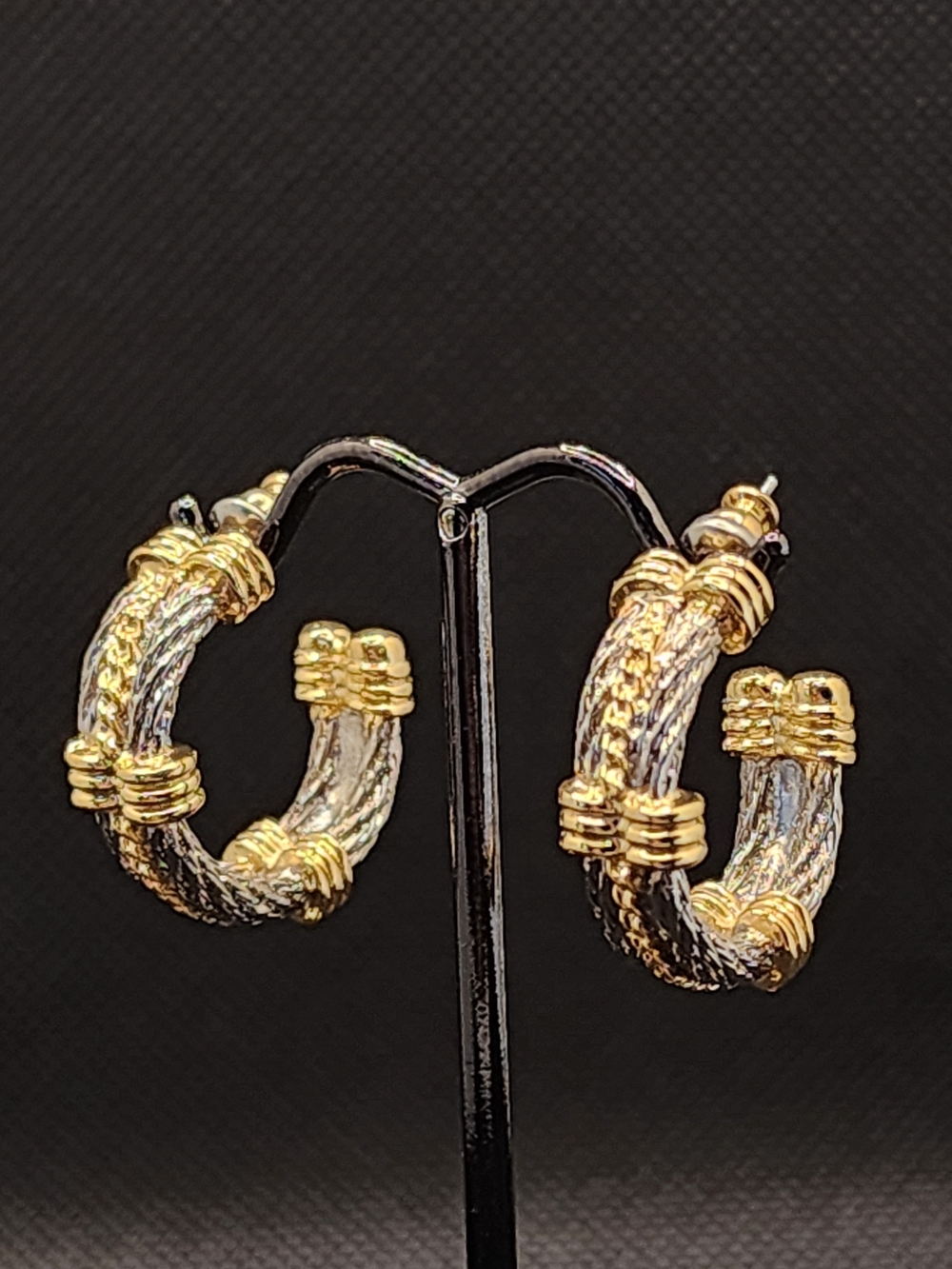 Gold Plated Silver Plated Hoop Earrings - Heavy! Womens Jewelry NEW old Stock